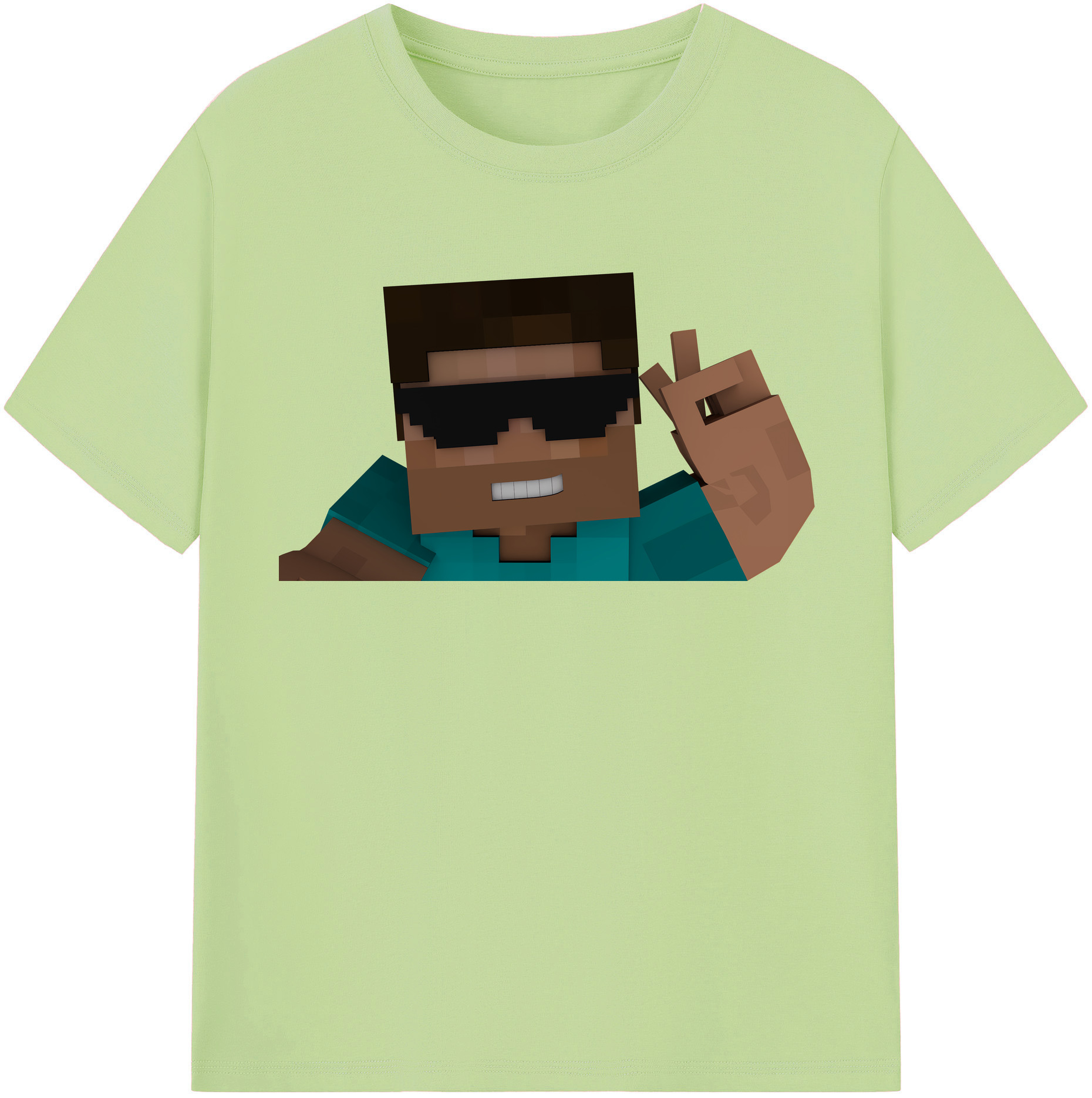（画像用） マインクラフト ブロックの世界 Minecraft MC Block world 綿100％半袖Tシャツ（フロントプリント）